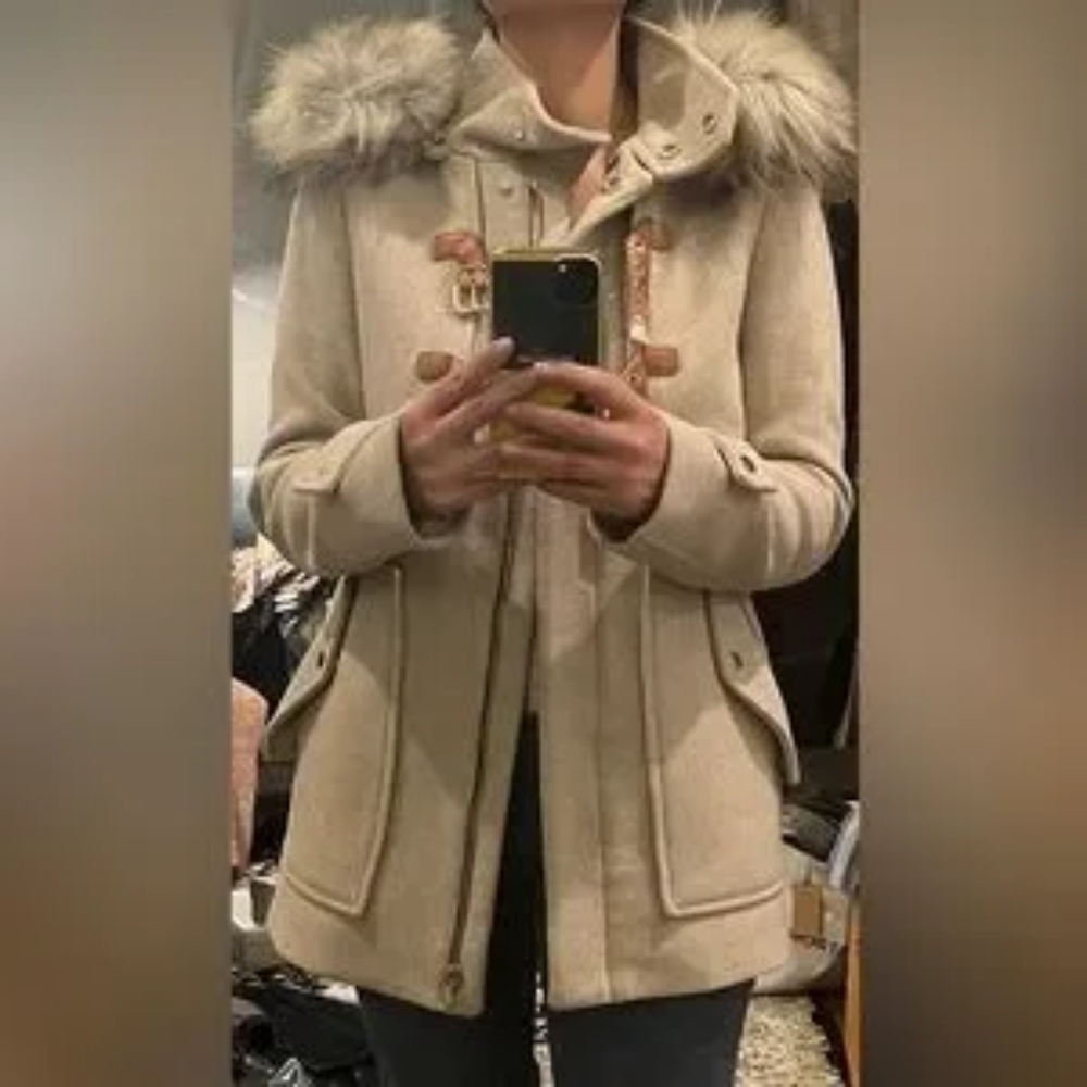 Preloved Zara Blogger's Favourite Wool Duffle Coat with Removable Faux F…